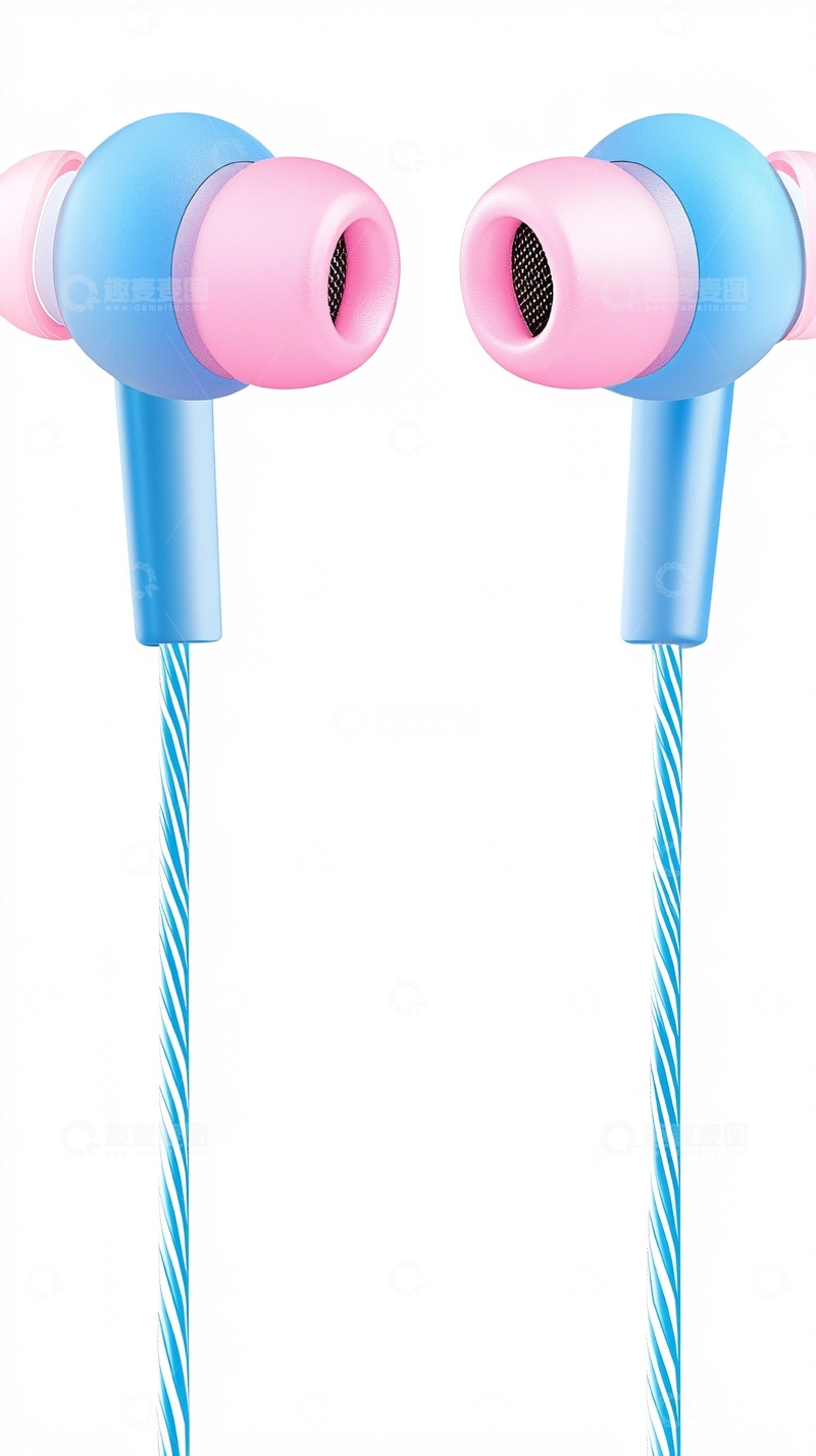 高清大图下载【趣麦麦图】粉色蓝色耳机
