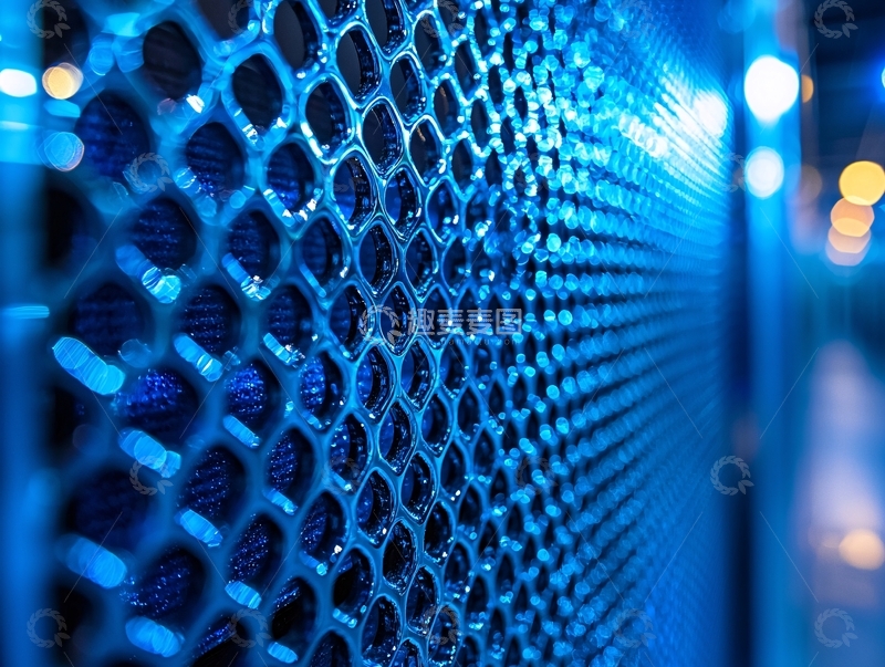 高清大图下载【趣麦麦图】蓝色科技金属网格特写