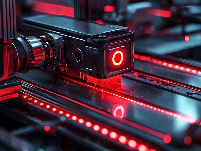 高清大图下载【趣麦麦图】红色激光科技设备特写