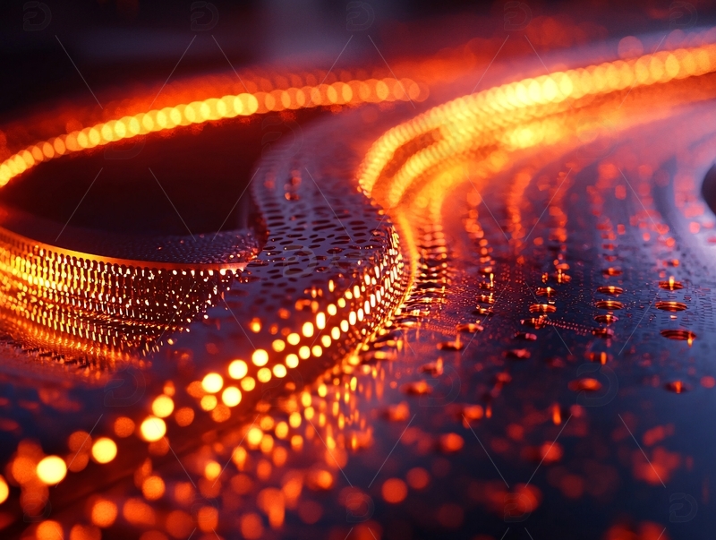 高清大图下载【趣麦麦图】橙色光纤弯曲流动