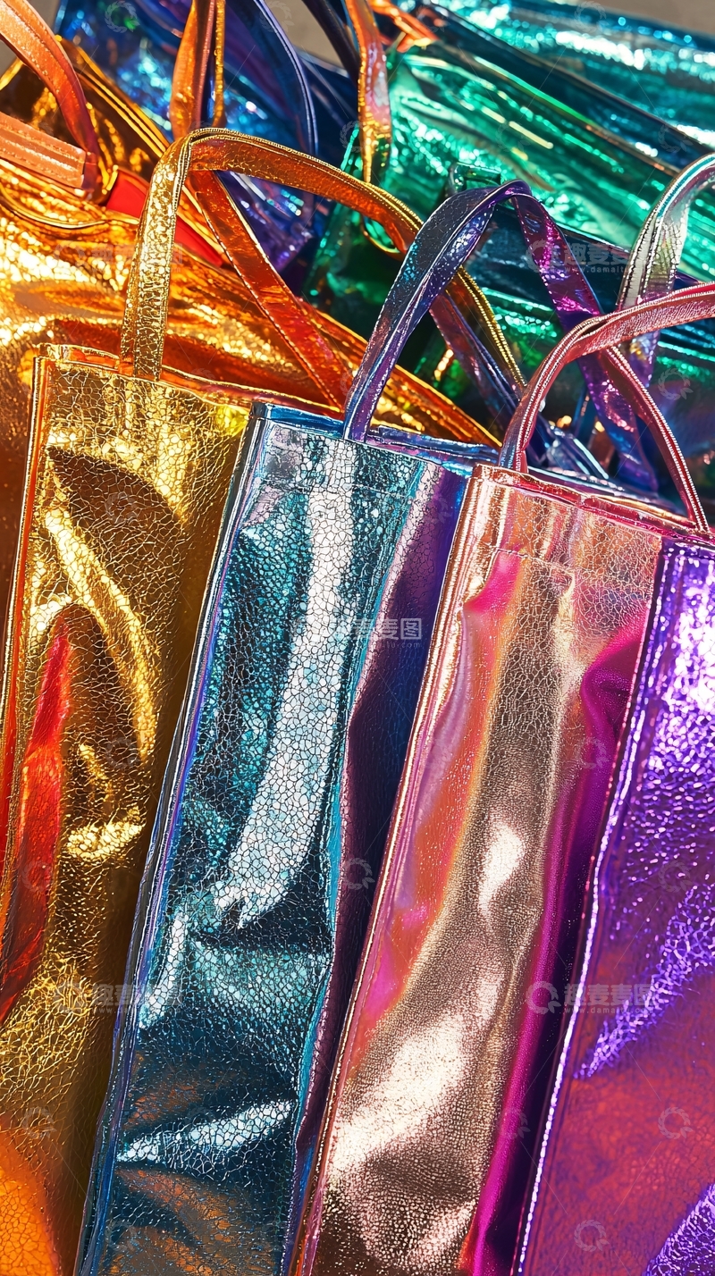 高清大图下载【趣麦麦图】多彩亮面购物袋