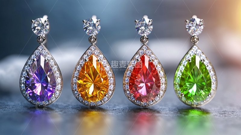 高清大图下载【趣麦麦图】-彩色宝石耳坠