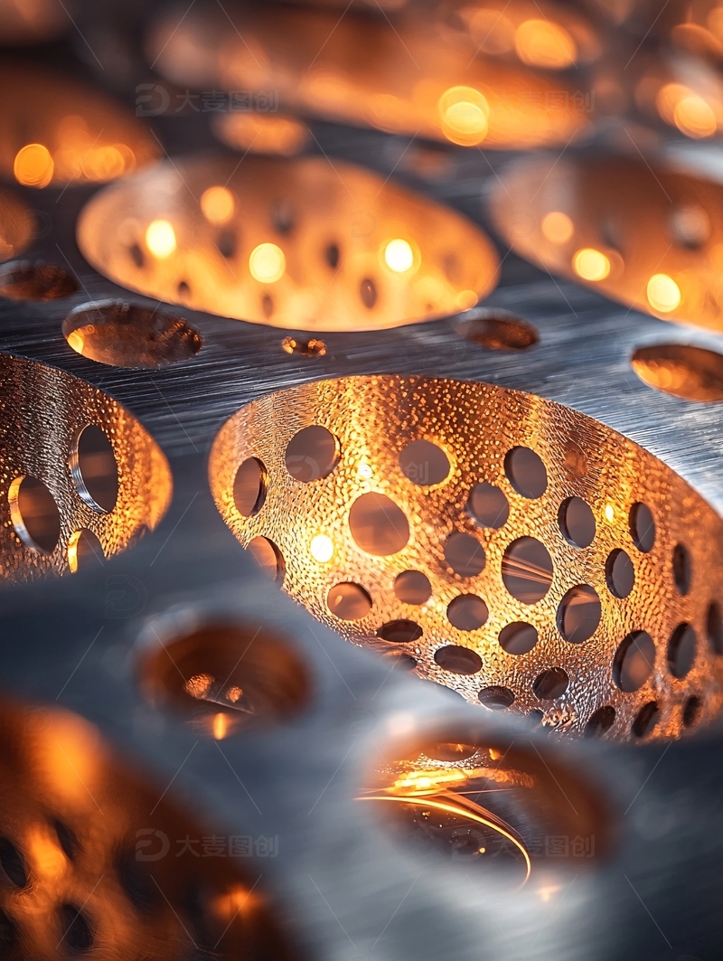 高清大图下载【趣麦麦图】金色镂空金属片特写