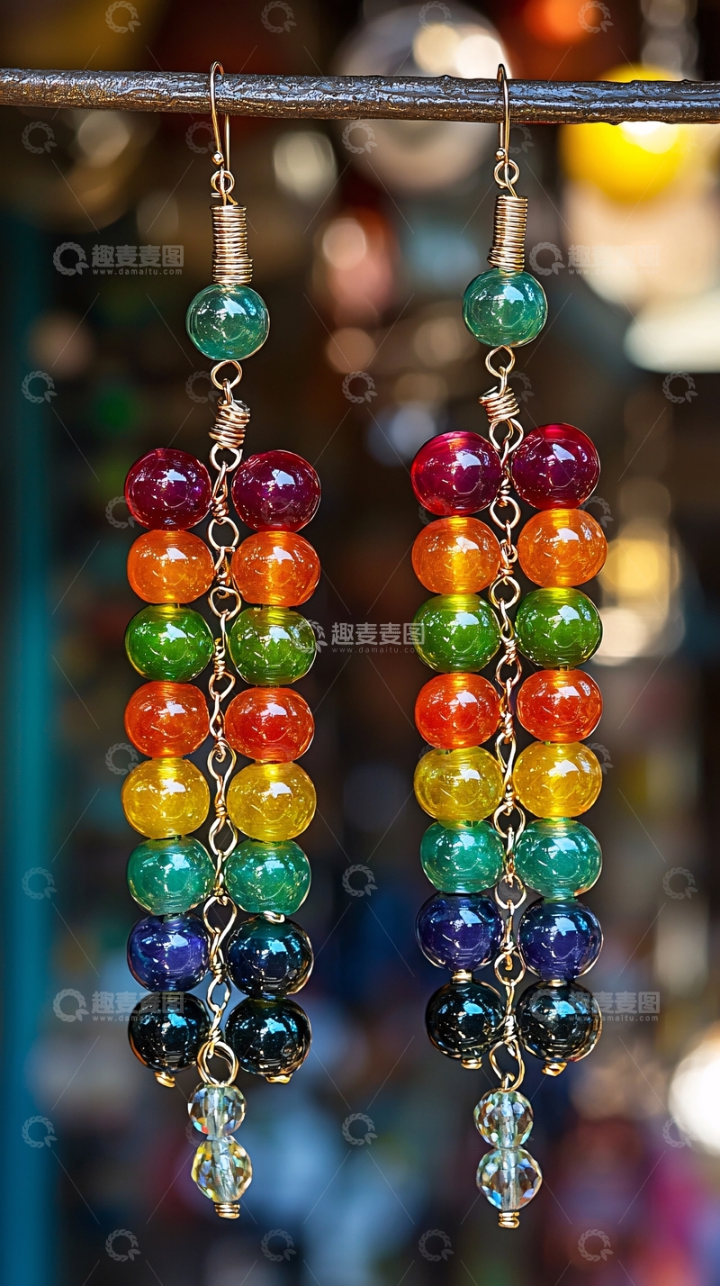 高清大图下载【趣麦麦图】彩虹宝石耳环