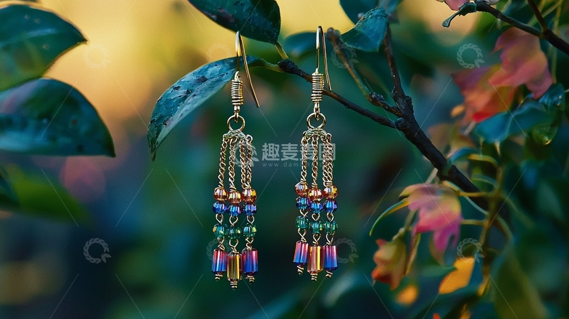 高清大图下载【趣麦麦图】彩色流苏耳坠