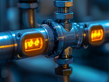 工业管道带有橙色显示屏