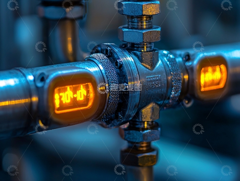 高清大图下载【趣麦麦图】工业管道带有橙色显示屏