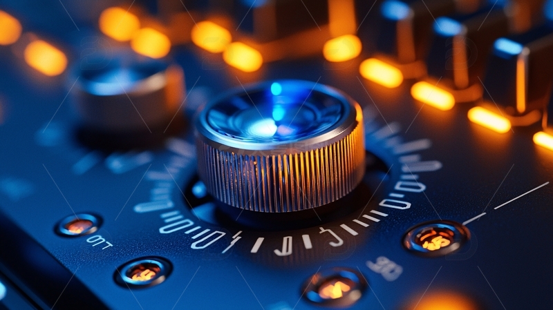 高清大图下载【趣麦麦图】蓝色灯光下的金属旋钮