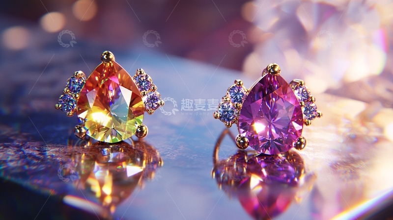高清大图下载【趣麦麦图】彩色宝石耳环