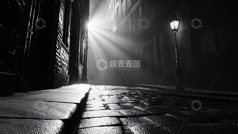 高清大图下载【趣麦麦图】黑夜小巷光线照片
