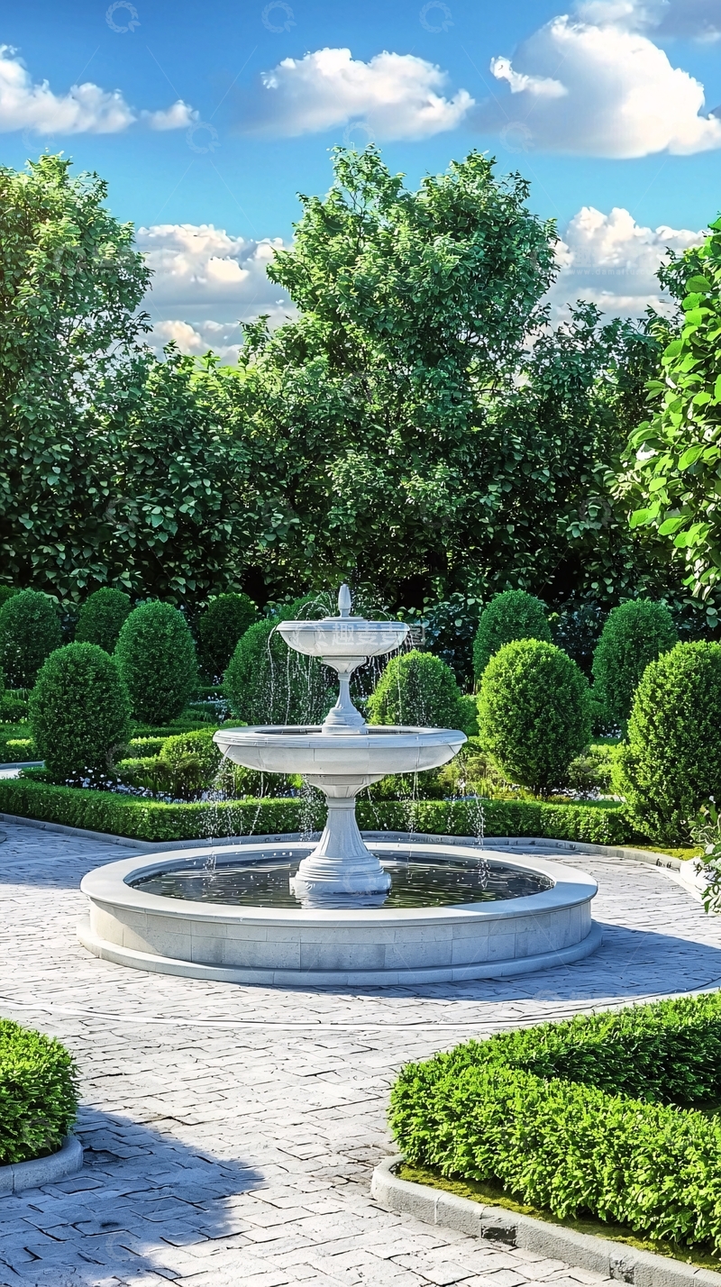 高清大图下载【趣麦麦图】花园喷泉