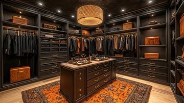 豪华深色步入式衣帽间