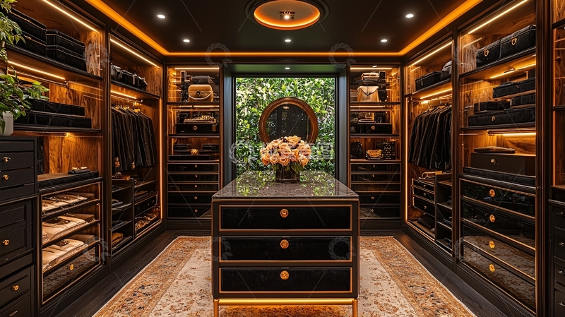 高清大图下载【趣麦麦图】豪华衣帽间内部陈设