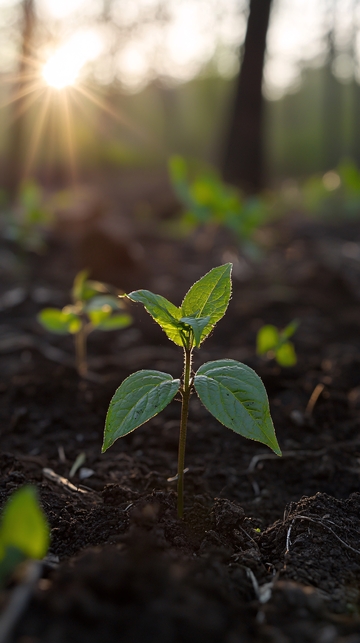 森林中破土而出的幼苗