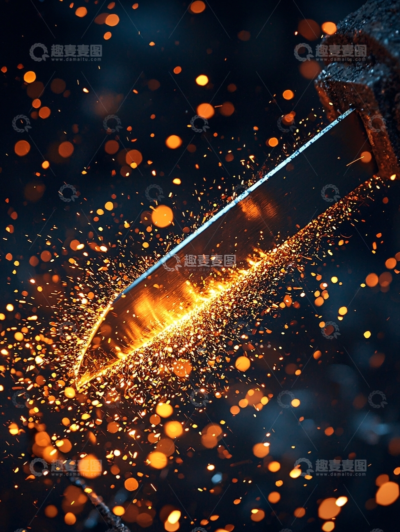 高清大图下载【趣麦麦图】锋利刀刃火花四溅
