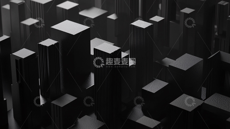 高清大图下载【趣麦麦图】抽象黑色方块城市