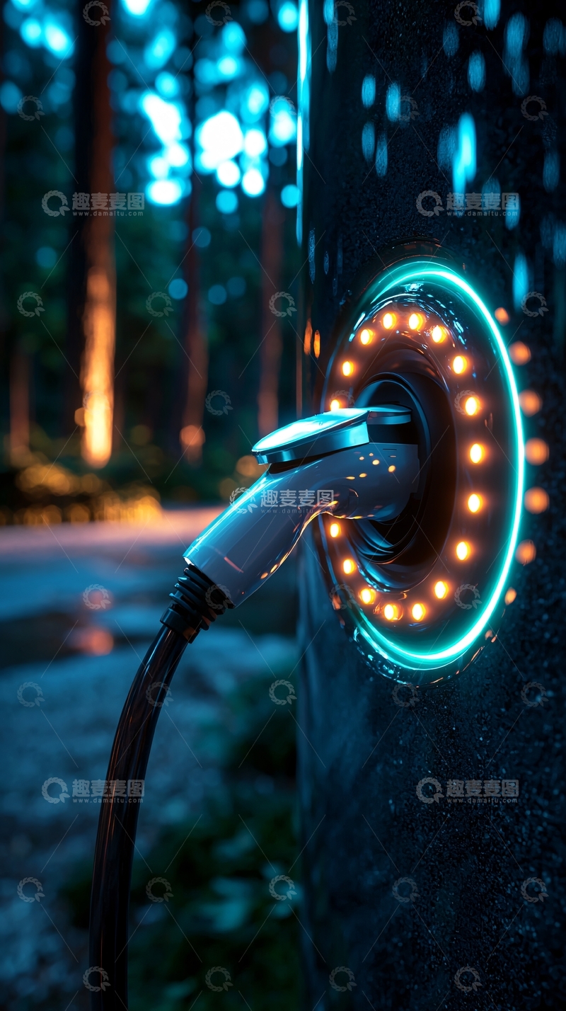 高清大图下载【趣麦麦图】电动汽车充电桩夜景