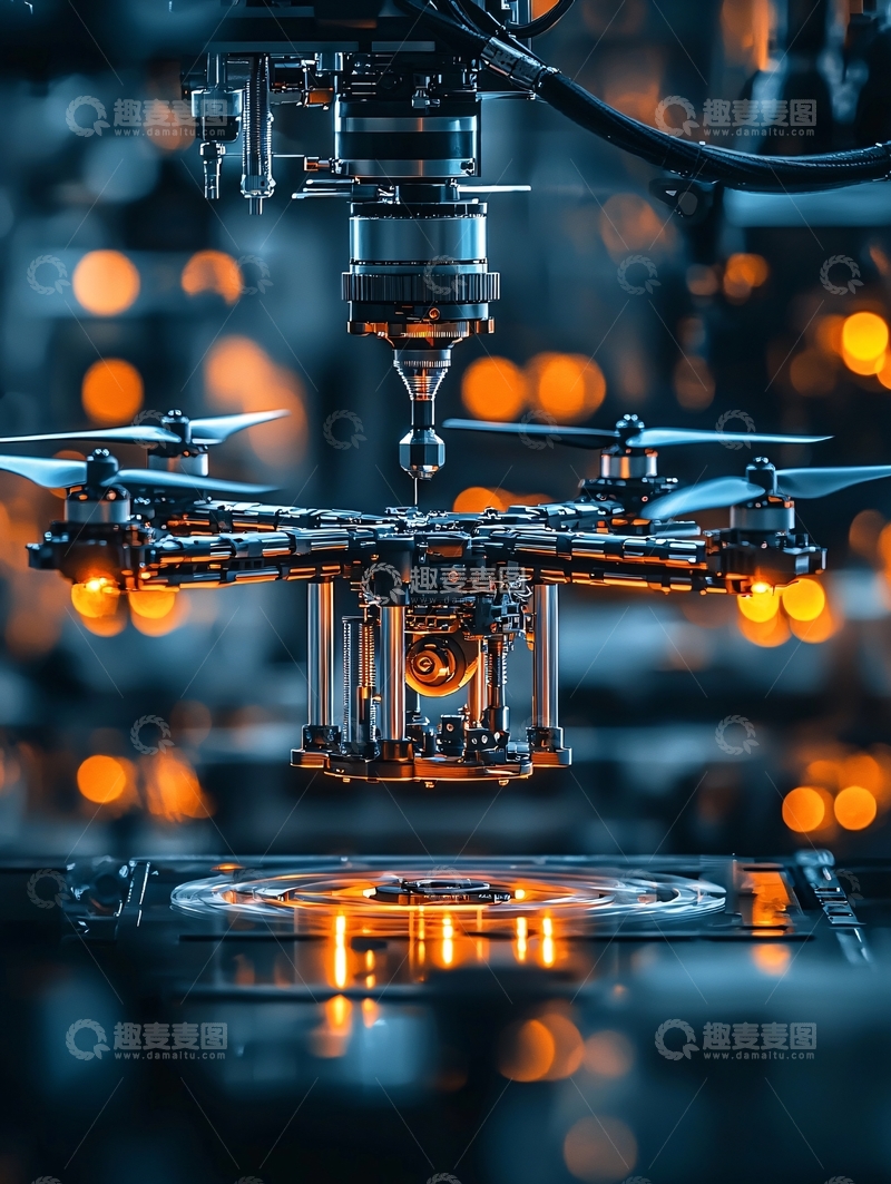 高清大图下载【趣麦麦图】机械臂组装无人机