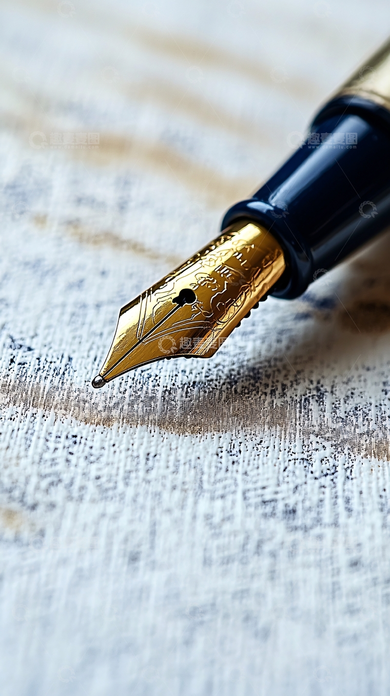 高清大图下载【趣麦麦图】金色笔尖特写