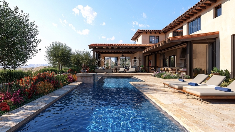 高清大图下载【趣麦麦图】别墅泳池景观