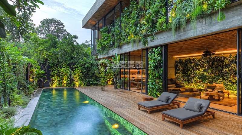 高清大图下载【趣麦麦图】热带别墅与泳池