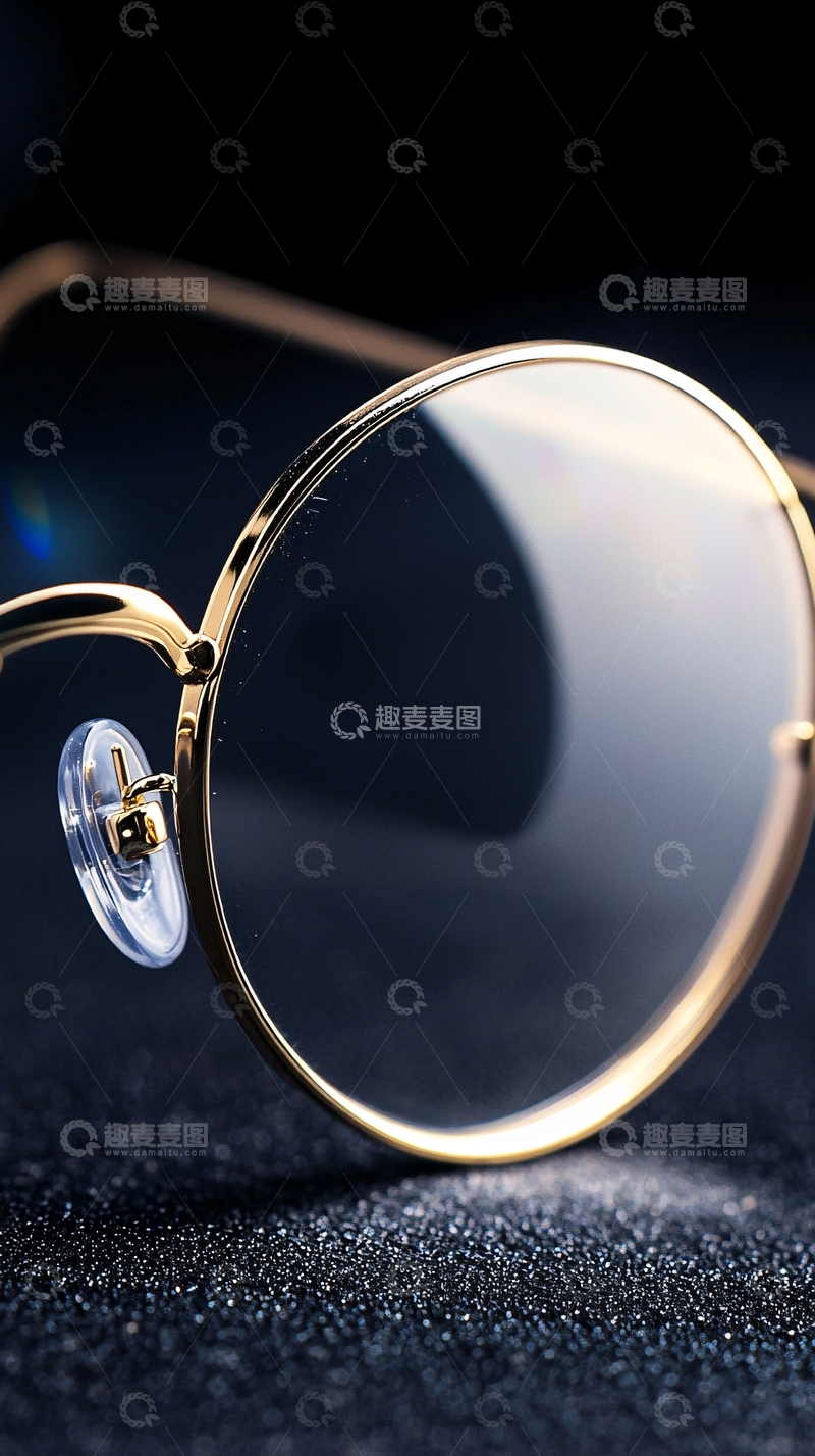 高清大图下载【趣麦麦图】金色圆形眼镜