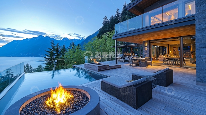 高清大图下载【趣麦麦图】山顶别墅夜景