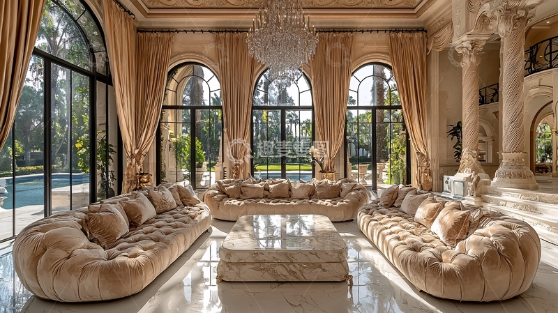 高清大图下载【趣麦麦图】豪宅客厅全景图