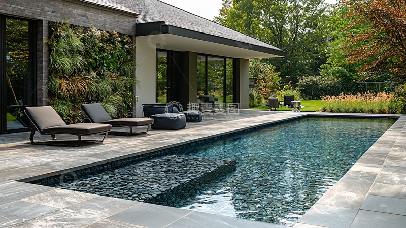 高清大图下载【趣麦麦图】-现代别墅泳池景观