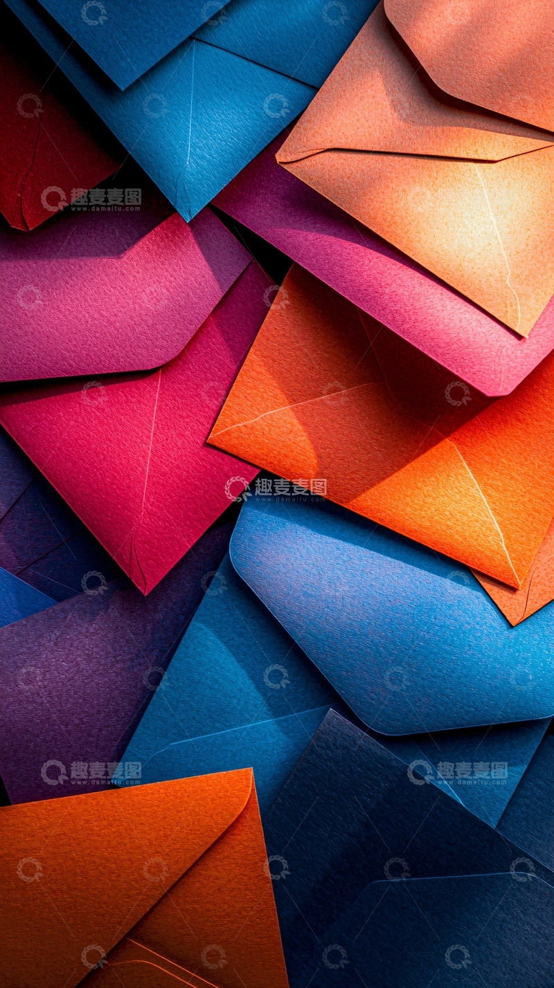 高清大图下载【趣麦麦图】彩色信封堆叠