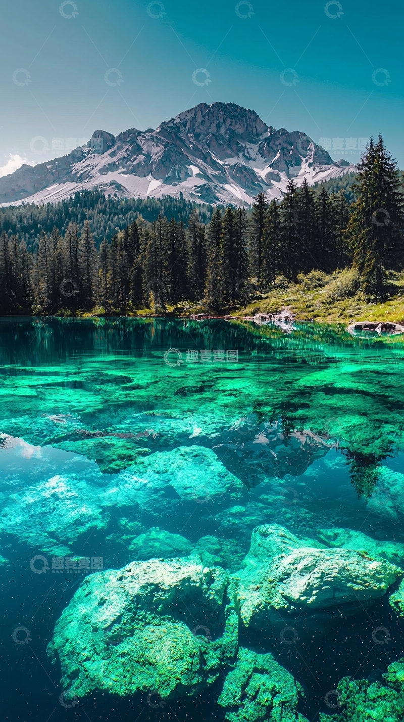 高清大图下载【趣麦麦图】雪山湖泊森林景色