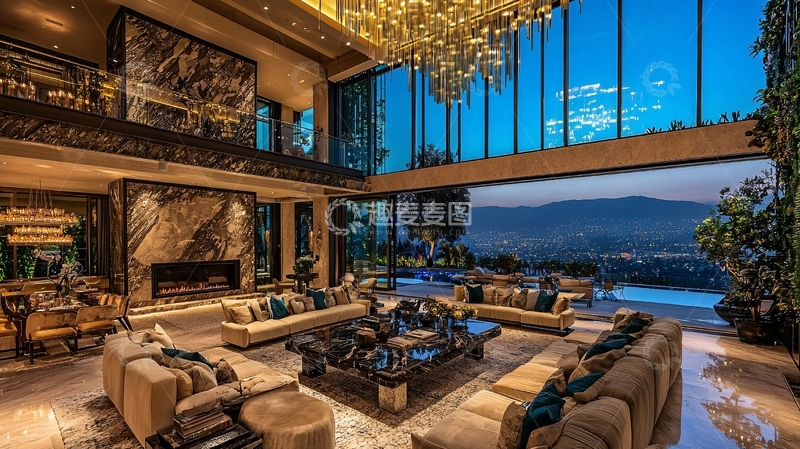 高清大图下载【趣麦麦图】豪华别墅客厅