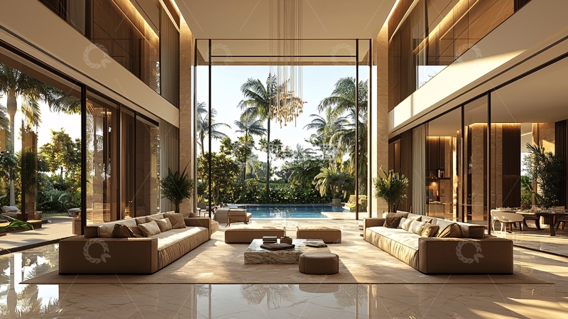 高清大图下载【趣麦麦图】现代豪华别墅客厅