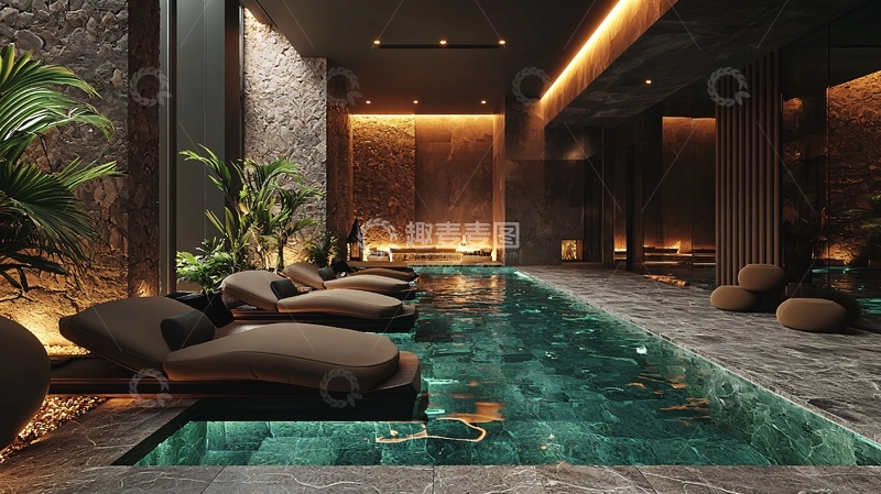 高清大图下载【趣麦麦图】豪华室内泳池