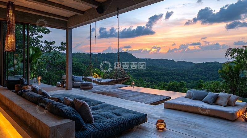 高清大图下载【趣麦麦图】度假别墅日落美景