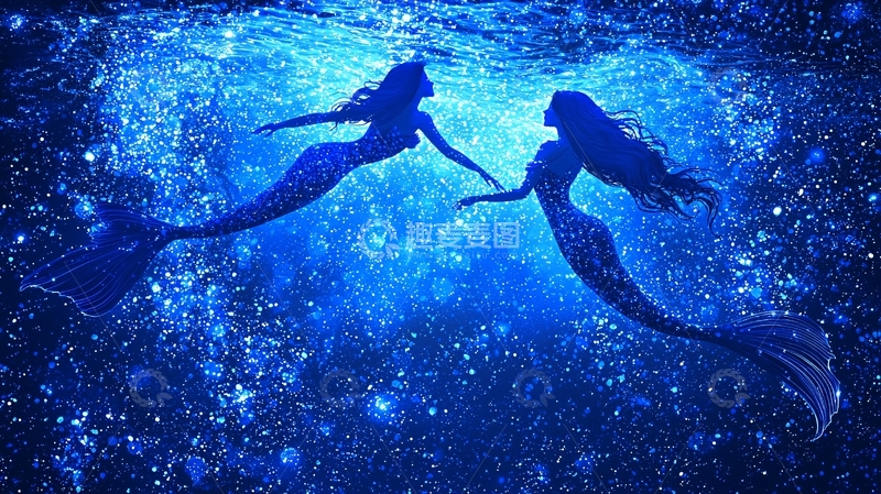 高清大图下载【趣麦麦图】深海美人鱼剪影