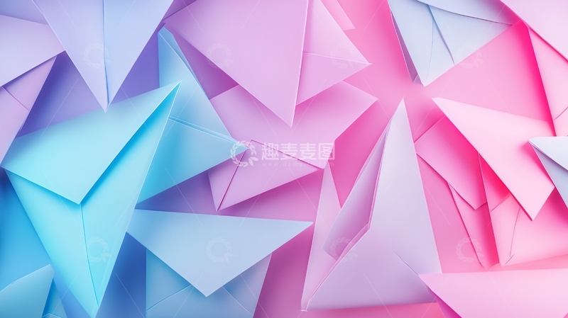 高清大图下载【趣麦麦图】彩色三角形纸片背景