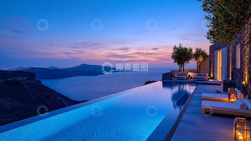 高清大图下载【趣麦麦图】悬崖边无边泳池别墅