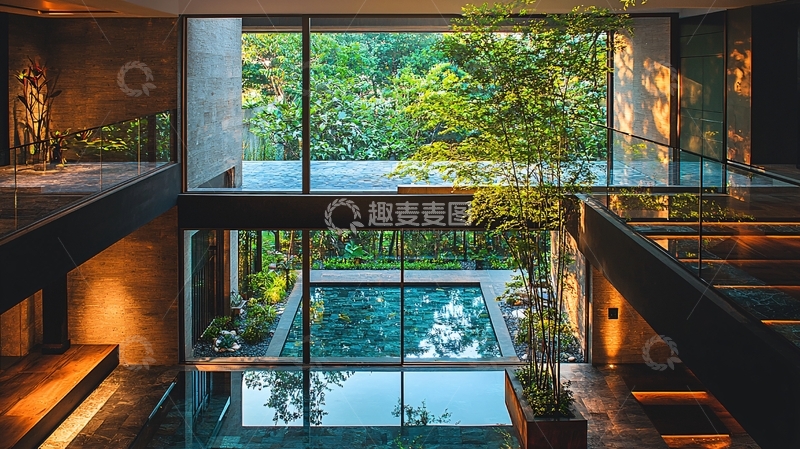 高清大图下载【趣麦麦图】现代别墅庭院泳池