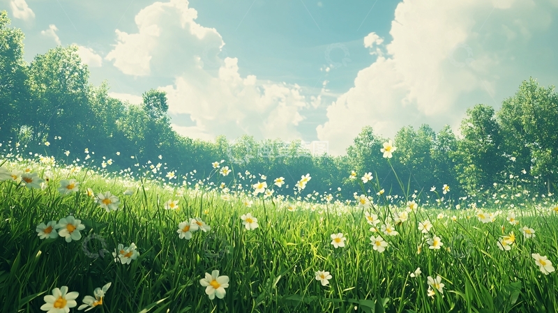 高清大图下载【趣麦麦图】阳光明媚的绿色田野