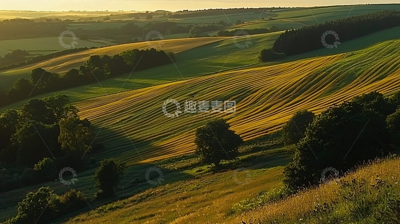 高清大图下载【趣麦麦图】阳光照射下的起伏田野