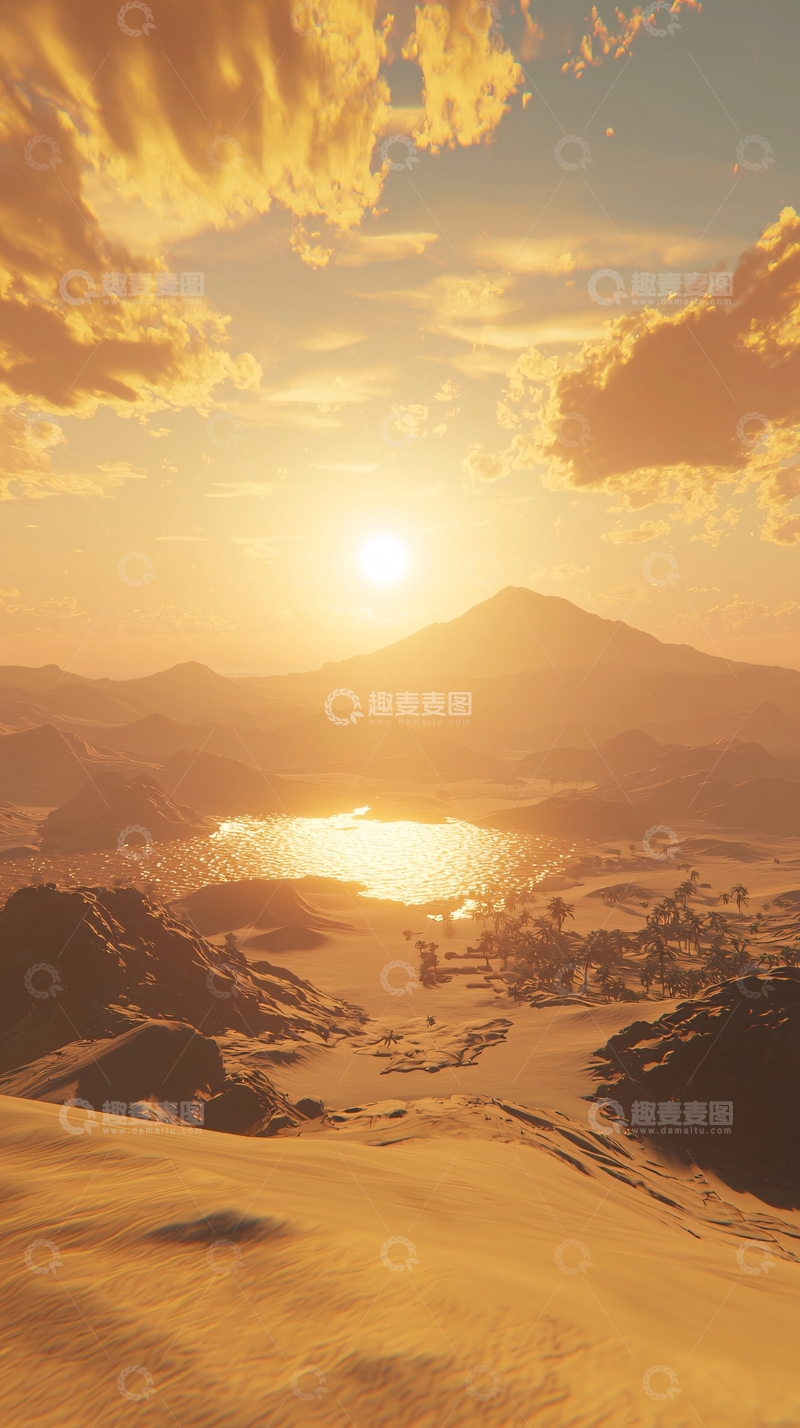 高清大图下载【趣麦麦图】沙漠日落