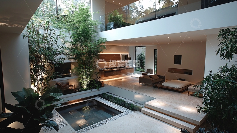 高清大图下载【趣麦麦图】现代简约别墅庭院