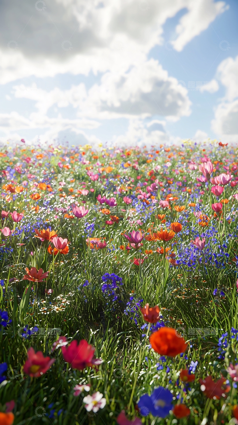 高清大图下载【趣麦麦图】彩色野花田