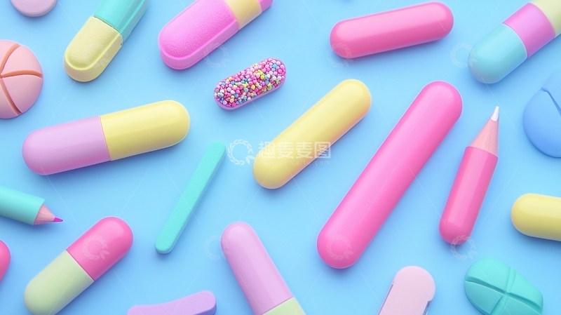 高清大图下载【趣麦麦图】彩色胶囊平铺背景