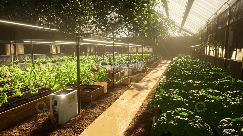高清大图下载【趣麦麦图】阳光洒进温室大棚