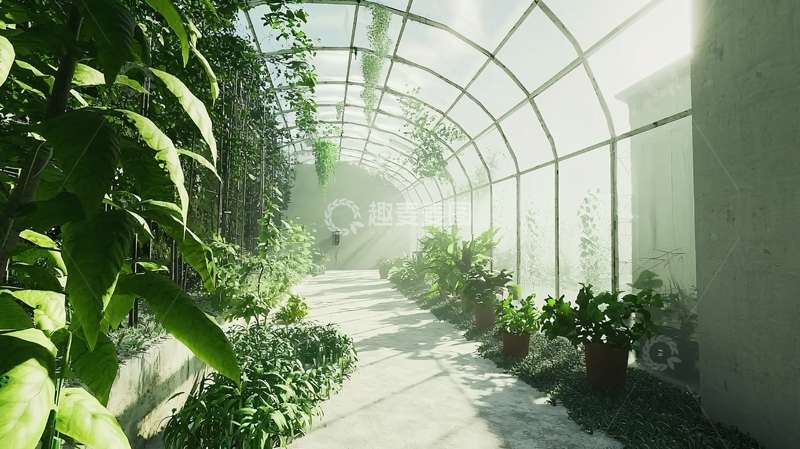 高清大图下载【趣麦麦图】阳光下的温室花园