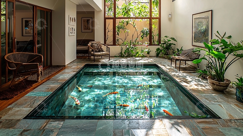 高清大图下载【趣麦麦图】室内庭院泳池