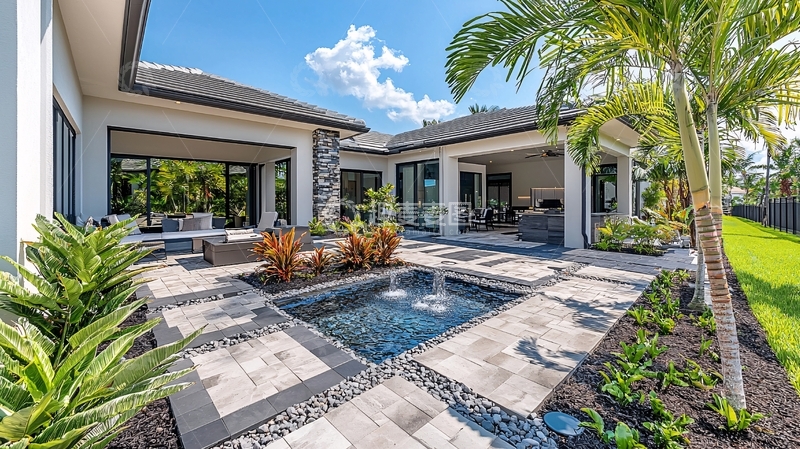 高清大图下载【趣麦麦图】-现代别墅庭院设计