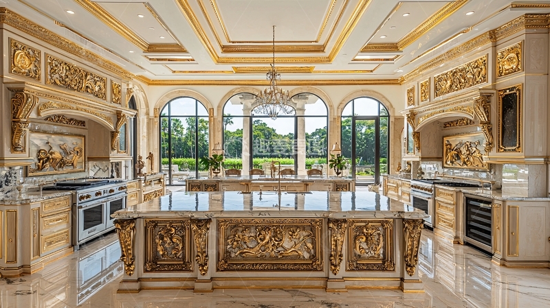 高清大图下载【趣麦麦图】奢华金色厨房